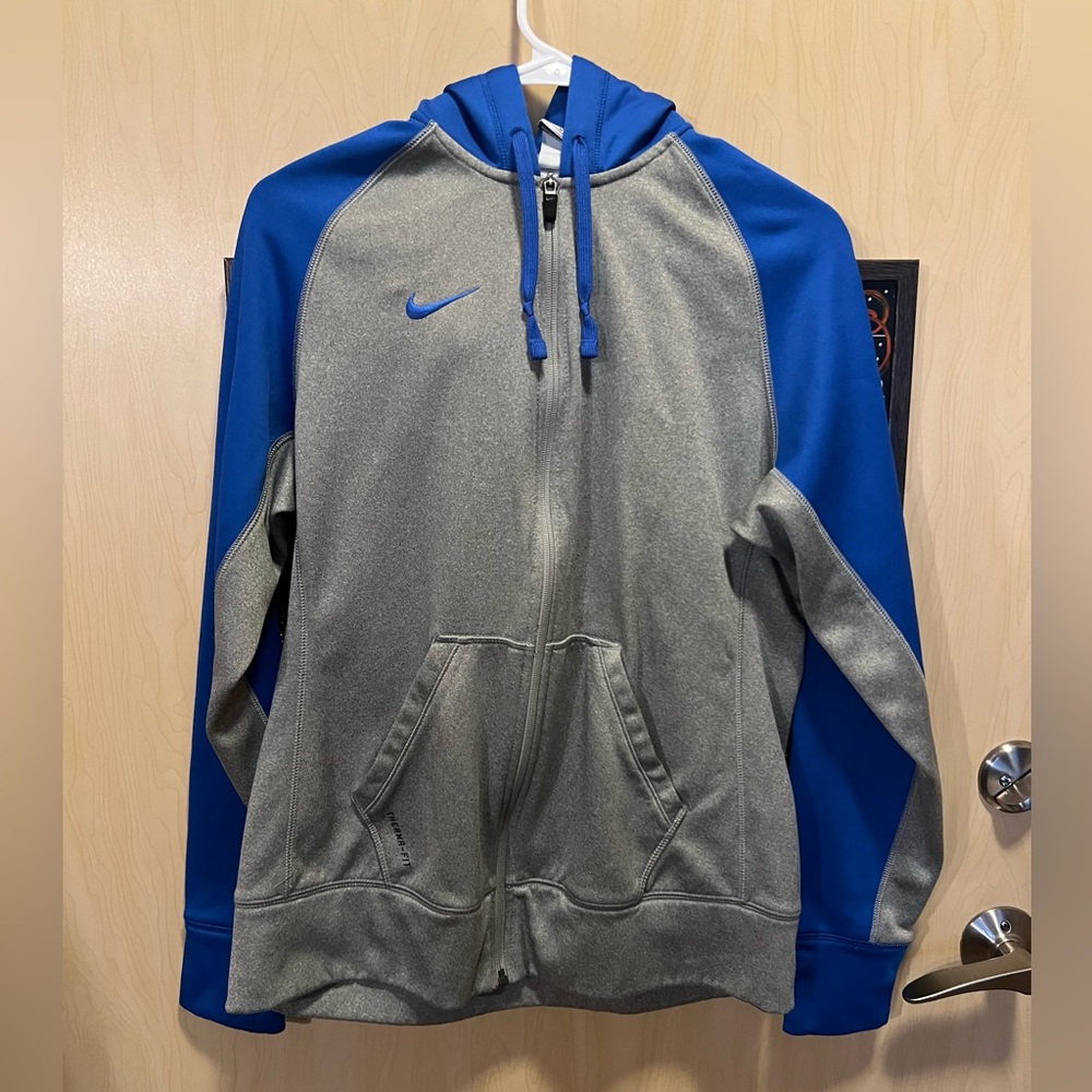 Blue and Gray Nike Zip Up Hoodie